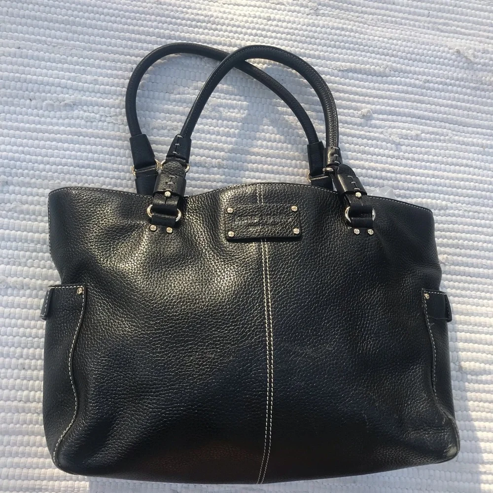 Kate Spade Pebble Leather Satchel Large Black Shoulder Work Bag